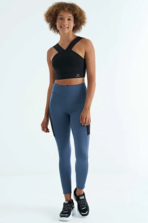 Tommylife Toptan Siyah Logo Baskılı Dar Kalıp Dalgıç Kumaş Kadın Büstiyer - 97259