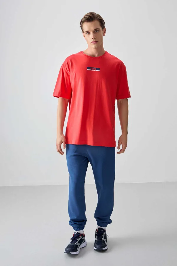 Tommylife Wholesale Crew Neck Oversize Printed Men's T-Shirt 88359 Fiesta