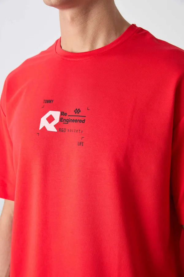 Tommylife Wholesale Crew Neck Oversize Printed Men's T-Shirt 88350 Fiesta