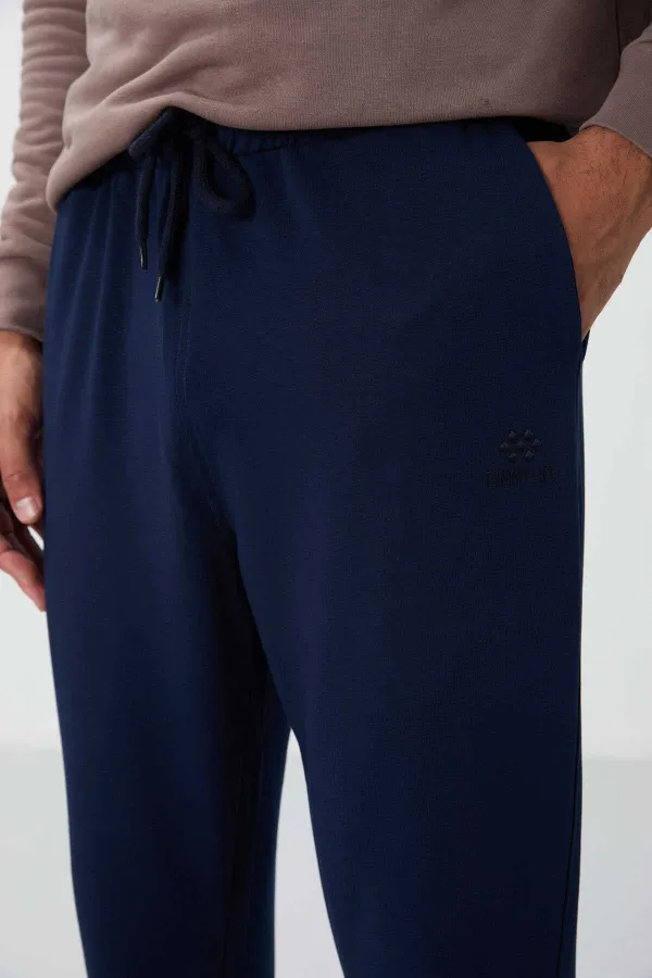 Pantalon de survêtement Tommylife Wholesale Indigo pour homme, avec cordon de serrage, poches, coupe standard, jambe classique - 84682