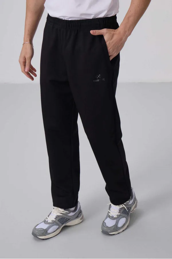 Tommylife Wholesale Textured Surface Comfortable Fit Men's Tracksuit Set 85273 Black