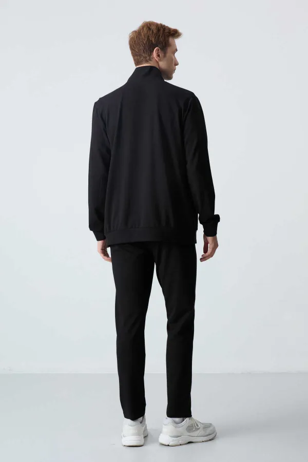 Tommylife Wholesale Casual Fit Basic Men's Tracksuit Set 85260 Black