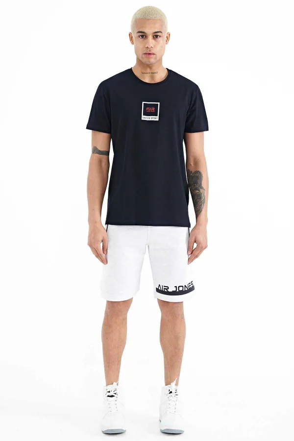 Tommylife Wholesale Adney Crew Neck Standard Fit Printed Men's T-Shirt 88230 Navy Blue