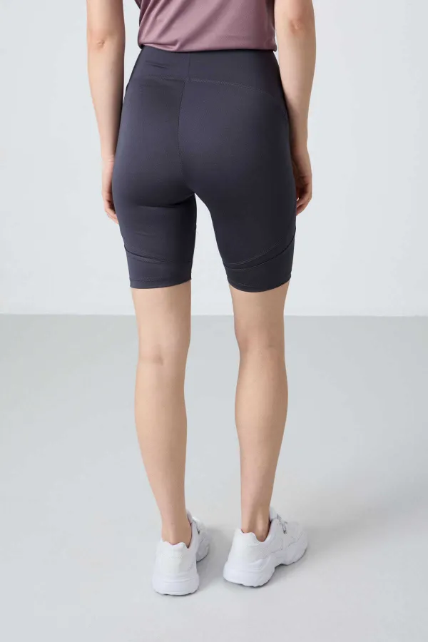 Tommylife Toptan Yüksek Bel Biker Kadın Tayt 91013 Antrasit