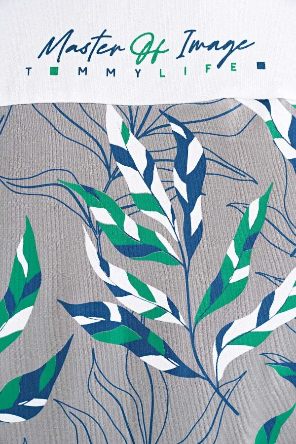 Tommylife Wholesale White Gradient Print Detail Crew Neck Standard Fit Men's T-Shirt - 88177