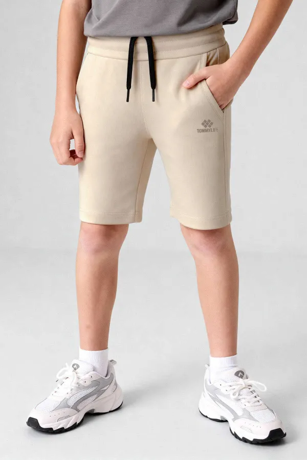 Tommlife Wholesale Beige Standard Fit Basic Performance Boys Shorts - 11303