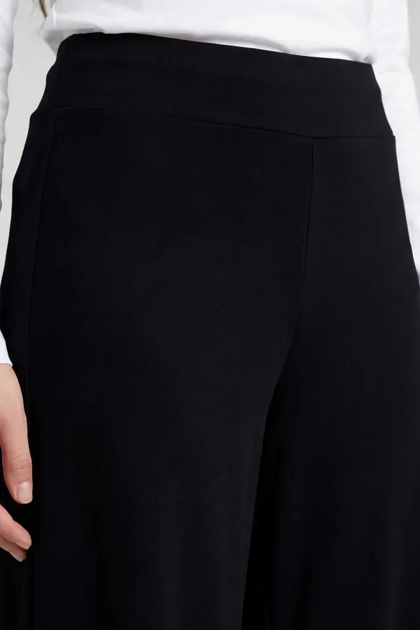 Tommylife Wholesale Black Comfort Fit Wide Leg Corset Palazzo Women's Trousers - 94681 Tommylife Wholesale Black Comfort Fit Wide Leg Corset Palazzo Women's Trousers - 94681