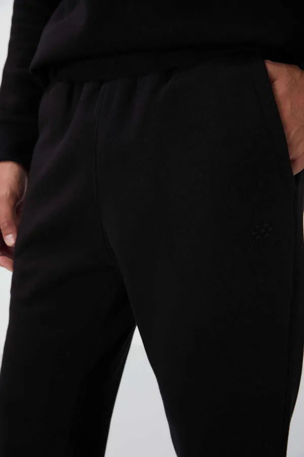 Tommylife Toptan Rahat Kalıp Basic Erkek Eşofman Takım 85265 Siyah