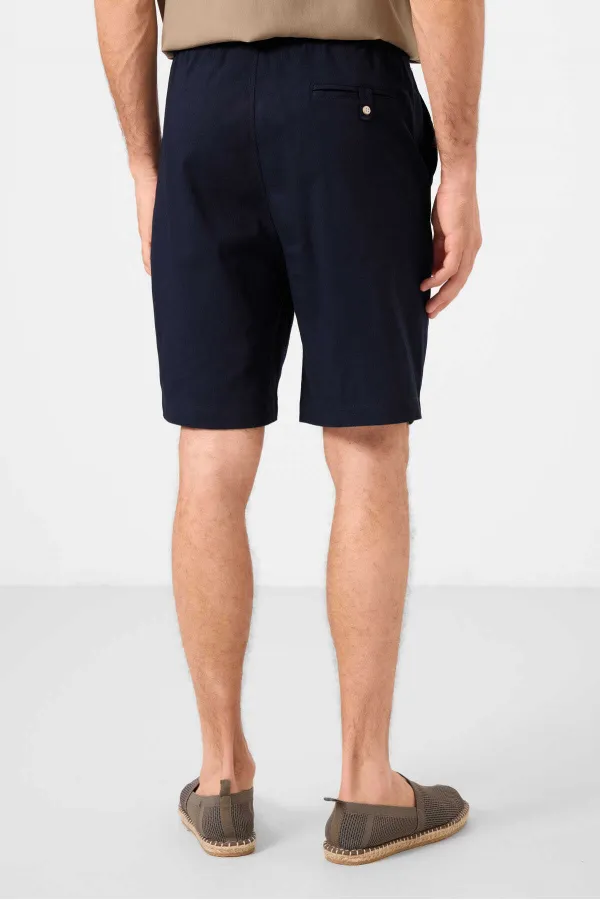 Short chino extensible léger, coupe standard, tissé, Tommylife Wholesale, bleu marine, référence 81291