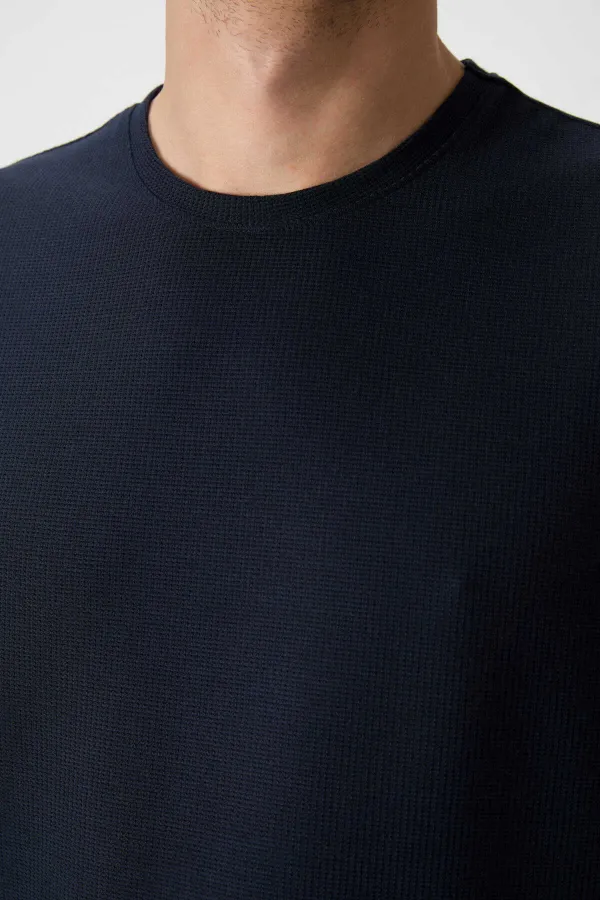 Tommylife Toptan O Yaka Oversize Basic Erkek T-Shirt 88379 Lacivert