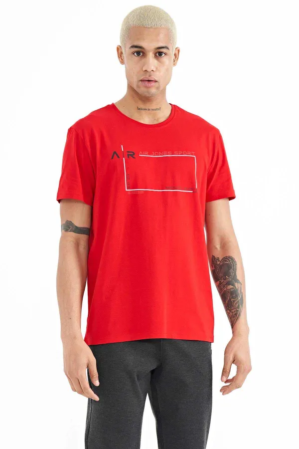 Tommylife Wholesale Otis Crew Neck Standard Fit Printed Men's T-Shirt 88228 Red