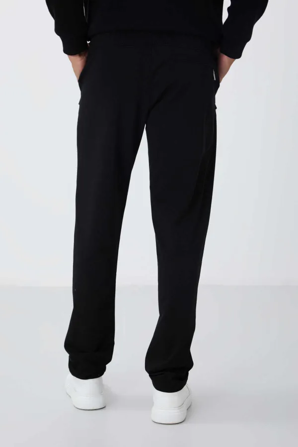 Tommylife Toptan Dar Kalıp Klasik Paça Erkek Eşofman Alt 84669 Siyah