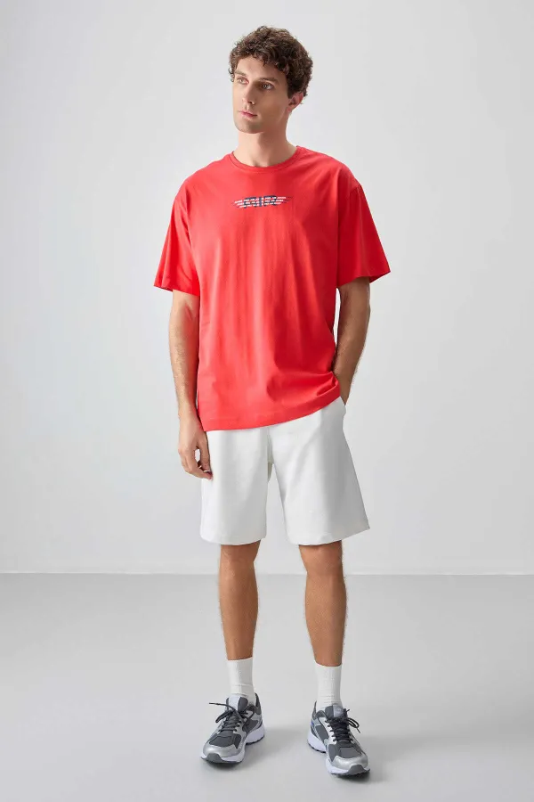 Tommylife Wholesale Crew Neck Oversize Printed Men's T-Shirt 88356 Fiesta