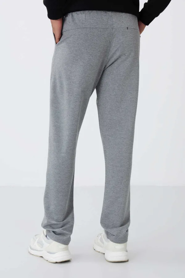 Pantalon de survêtement Tommylife Wholesale Gris chiné à cordon de serrage et poches, coupe classique standard, jambes longues - 84682