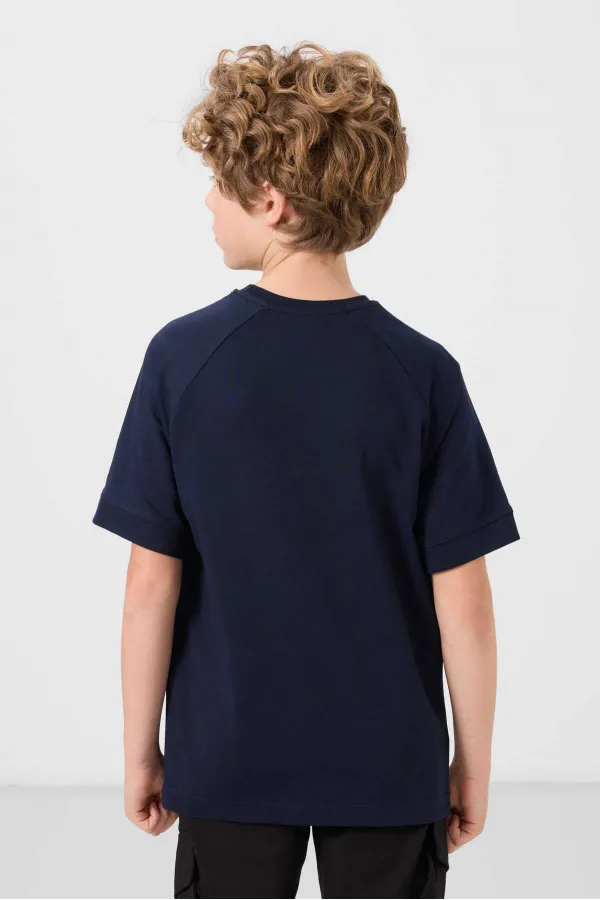 Tommylife Wholesale Cotton Soft Textured Oversize Pocket Detail Boys' T-Shirt 11295 Navy Blue Tommylife Wholesale Cotton Soft Textured Oversize Pocket Detail Boys' T-Shirt 11295 Navy Blue