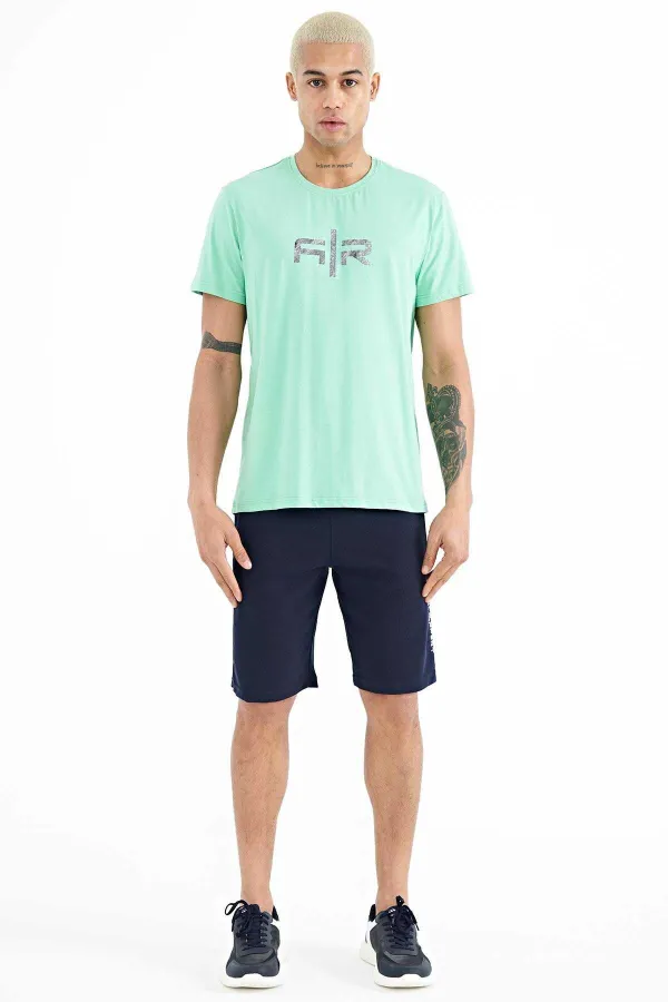 Tommylife Wholesale Boris Crew Neck Standard Fit Printed Men's T-Shirt 88206 Aqua Green