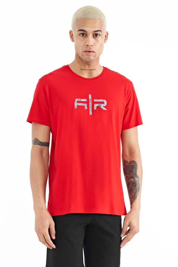 T-shirt homme Tommylife Wholesale Boris, col rond, coupe standard, imprimé, rouge, référence 88206