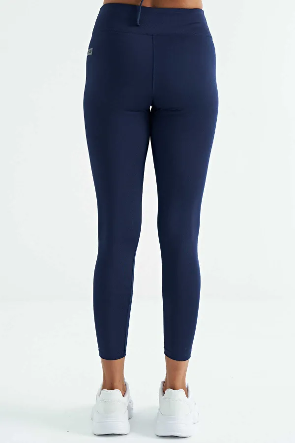 Leggings pour femmes Tommylife, taille haute, coupe slim, imprimé logo indigo - 94627