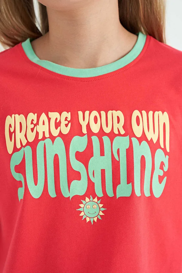 T-shirt Tommylife Wholesale Rose Gold Printed Round Neck Oversize Short Sleeve Girls - 75111