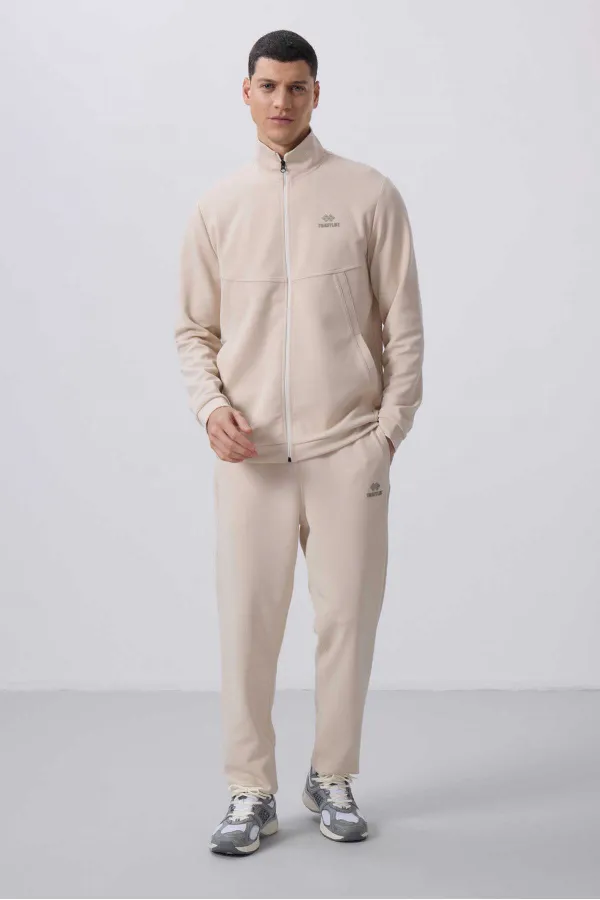 Tommylife Toptan Yüzeyi Dokulu Rahat Form Erkek Eşofman Takım 85273 Bej