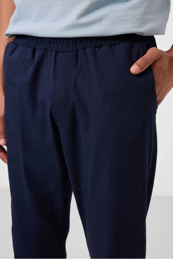 Pantalon chino extensible léger, coupe standard, tissé, Tommylife Wholesale, bleu marine, référence 82177