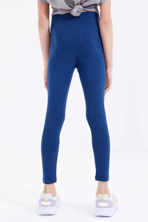 Tommylife Toptan İndigo Yüksek Bel Dar Paça Kız Çocuk Tayt  - 75047