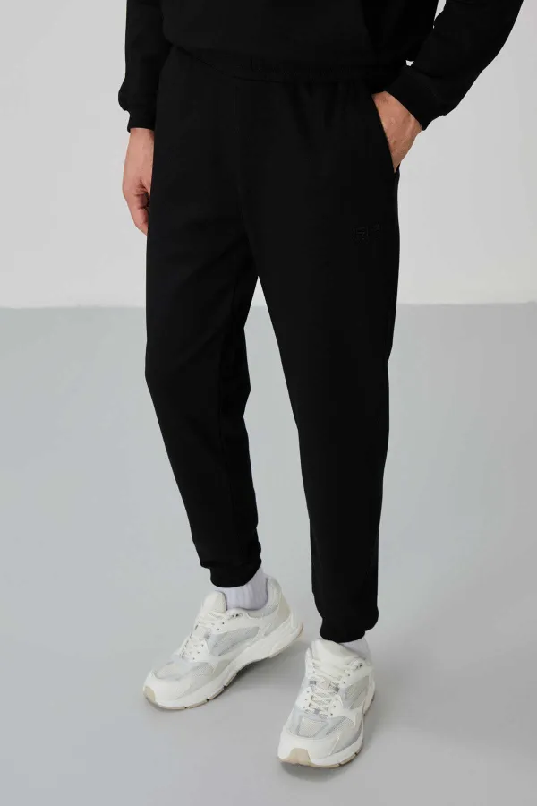 Tommylife Wholesale Herbert Standard Fit Stand Collar Men's Tracksuit Set 85233 Black