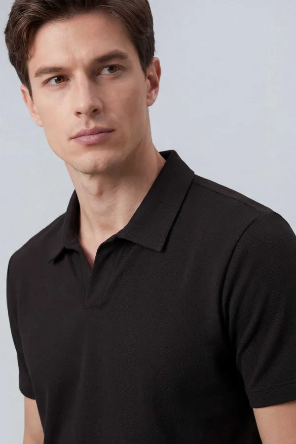 T-shirt polo marron Tommylife Wholesale pour homme, coupe confortable, texture douce - 88496