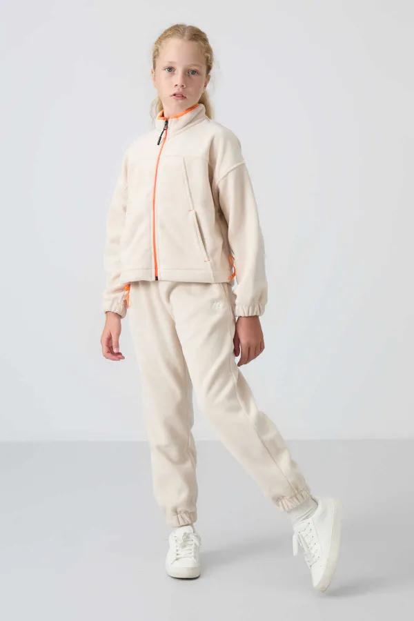 Tommylife Toptan 7-15 Yaş Jogger Standart Kalıp Kız Çocuk Eşofman Alt 75155 Bej