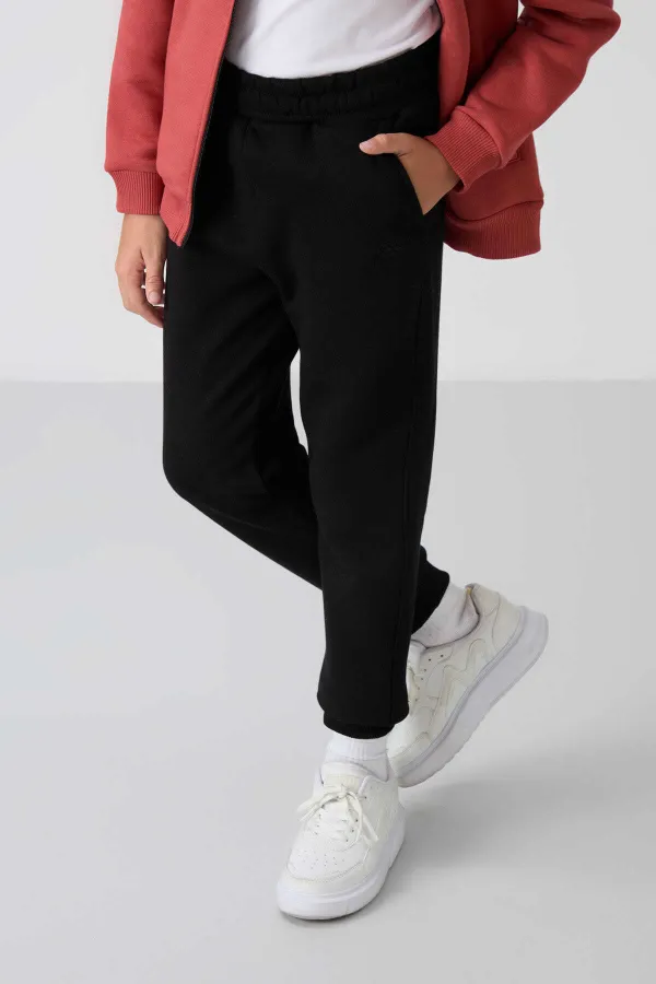 Tommylife Toptan 7-15 Yaş Dik Yaka Erkek Çocuk Eşofman Takımı 11256 Kiremit - Siyah