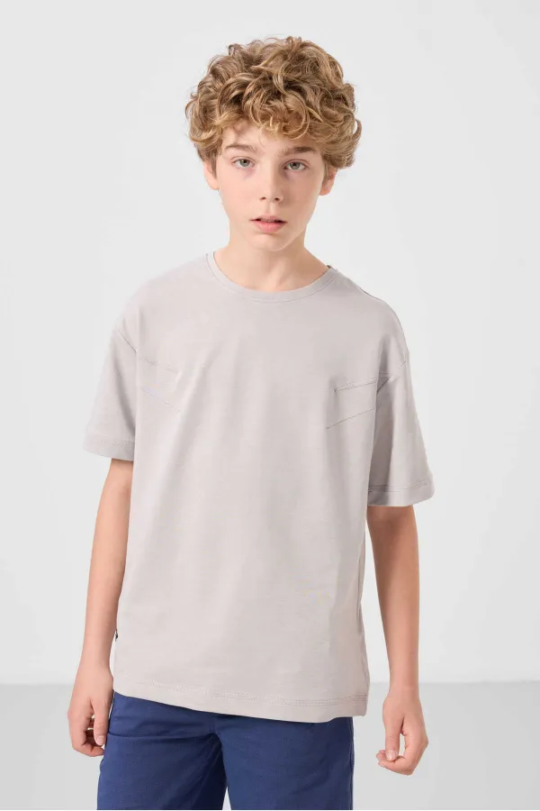 Tommylife Toptan Pamuklu Oversize Fit Dokuma Hafif Esnek Chino Erkek Çocuk Şort Takım 11277 Taş-Parlament