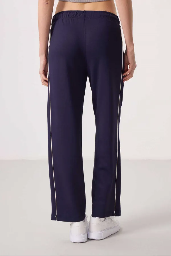 Pantalon palazzo à jambes larges pour femme Tommylife, en tissu doux, avec empiècements latéraux - 94669 Violet foncé