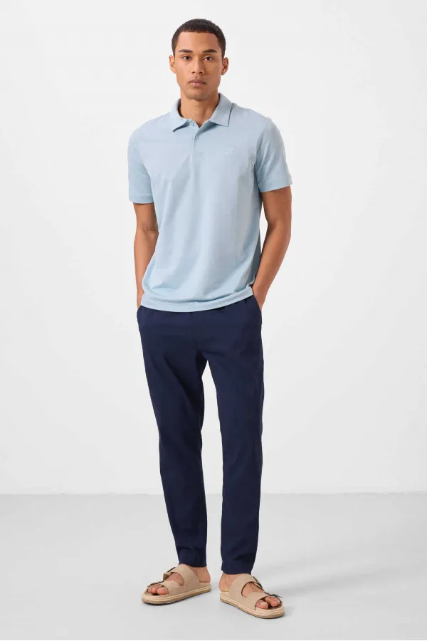 Pantalon chino extensible léger, coupe standard, tissé, Tommylife Wholesale, bleu marine, référence 82177