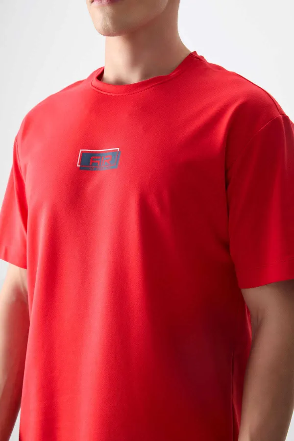 Tommylife Wholesale Crew Neck Oversize Printed Men's T-Shirt 88376 Fiesta