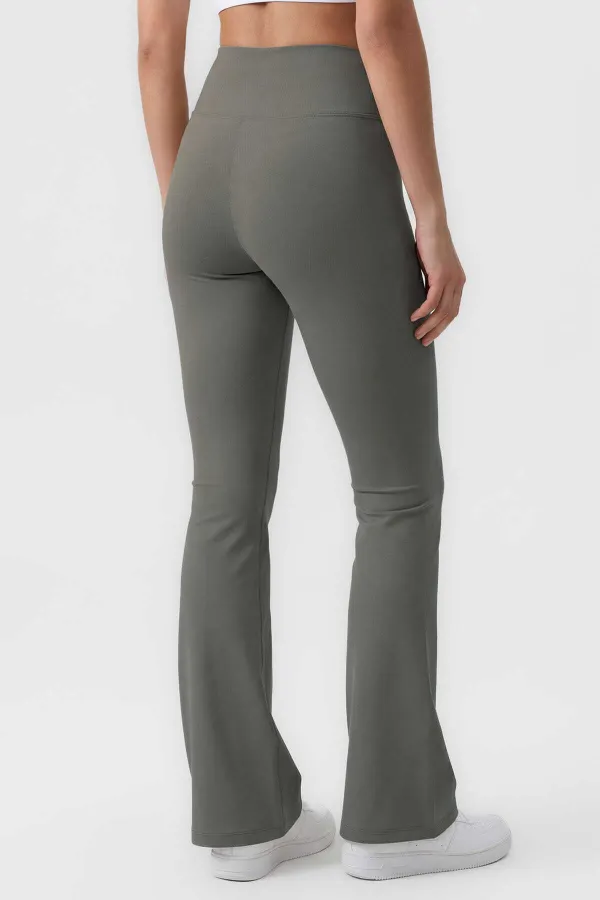 Leggings de sport évasés Tommylife Wholesale, kaki, taille haute, souples et performants pour femmes - 94686