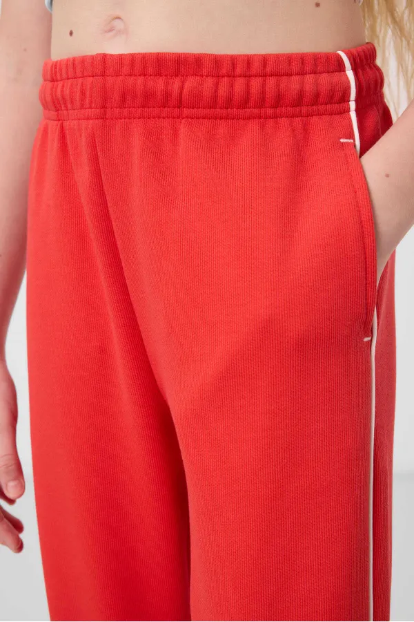 Tommylife Wholesale Crew Neck Printed Elasticated Hem Standard Fit Girls' Tracksuit Set 75186 Ecru Fiesta