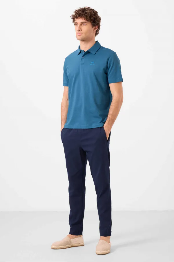 Pantalon chino extensible léger, coupe standard, tissé, Tommylife Wholesale, bleu marine, référence 82179