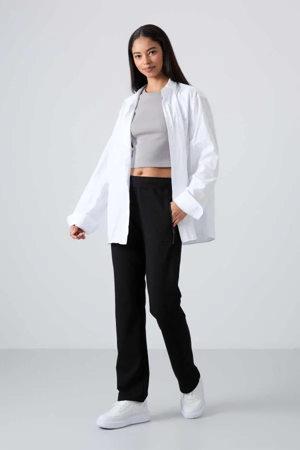 Bas de survêtement Tommylife noir avec poche zippée, coupe confortable, coupe classique, pour femme - 94195