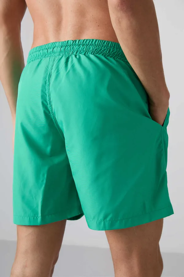 Tommylife Toptan Yeşil Belden Lastikli Standart Kalıp Erkek Deniz Şortu - 81237