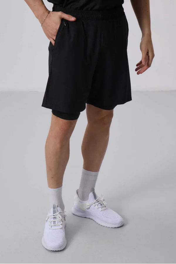 Collants et shorts Tommylife en polyester à motif standard pour homme, vente en gros, 81287, noir