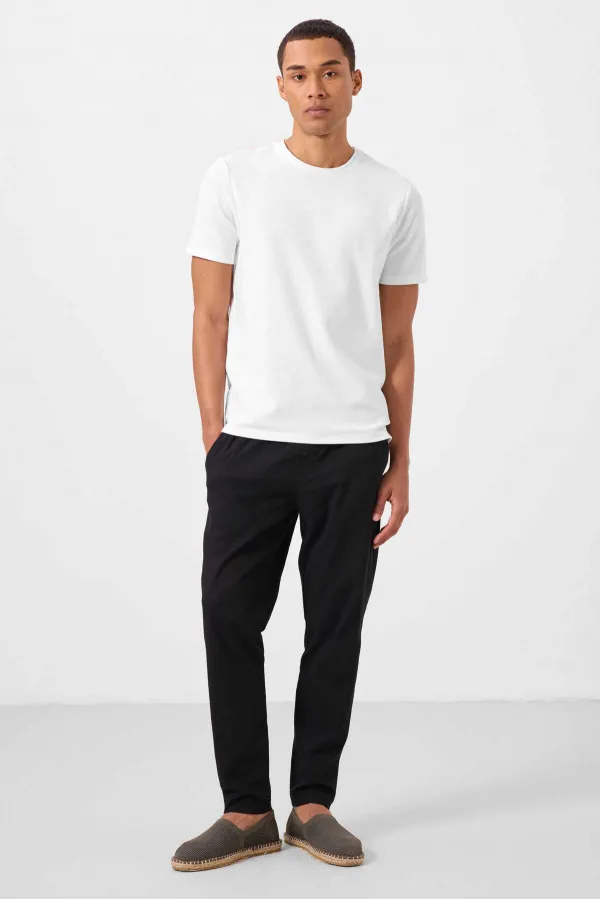 Tommylife Wholesale Standard Fit Woven Lightweight Stretch Chino Men's Trousers 82179 Black