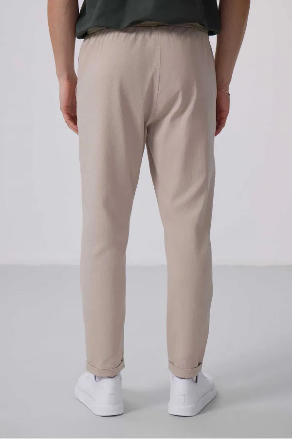 Pantalon chino extensible léger tissé coupe standard Tommylife Wholesale 82175 Stone