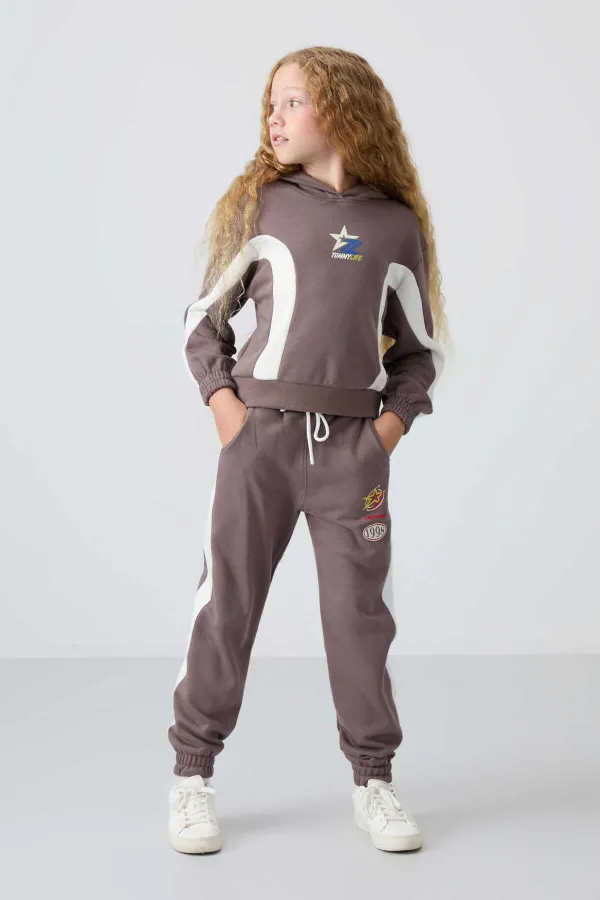 Ensemble de survêtement à capuche oversize pour filles Tommylife (7-15 ans), marron, référence 75166