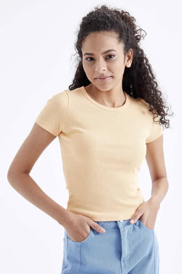 Tommylife Wholesale Orange Basic Short Sleeve Crew Neck Women's T-Shirt - 97202