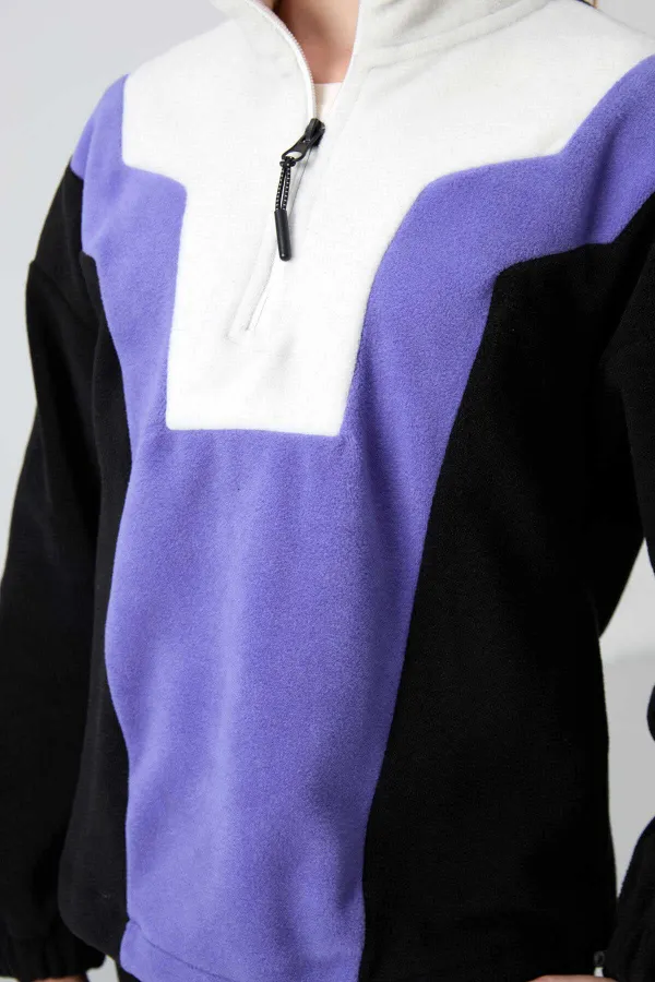 Sweat-shirt polaire à col montant et coupe standard pour filles de 7 à 15 ans, Tommylife Wholesale, noir, référence 75153