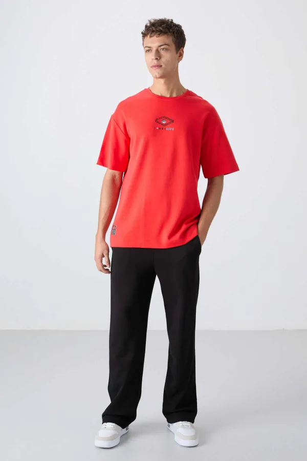 Tommylife Wholesale Crew Neck Oversize Printed Men's T-Shirt 88325 Fiesta