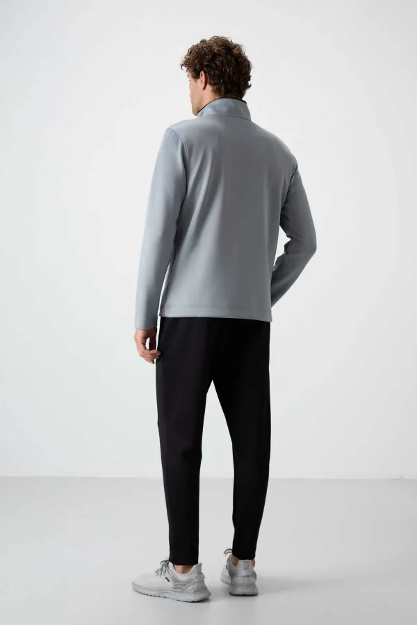 Tommylife Toptan Bran Standart Kalıp Scuba Basic Erkek Eşofman Takım 85199 Gri - Siyah