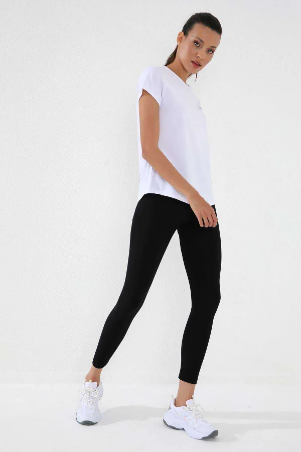 Tommylife Toptan Beyaz Basic Kısa Kol Standart Kalıp O Yaka Kadın T-Shirt - 97144