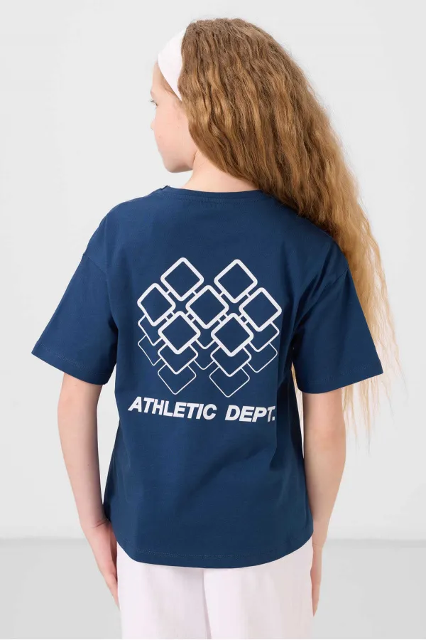 Tommylife Wholesale Cotton Crew Neck Oversize Fit Basic Girls' T-Shirt 75178 Parliament