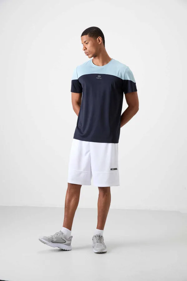 Tommylife Toptan O Yaka Standart Kalıp Aktif Spor Erkek T-Shirt 88386 Lacivert